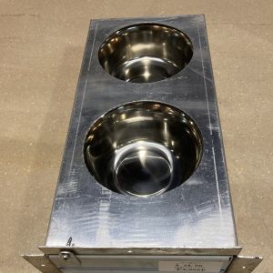 voedercassette 2 vaks aluminium   met 2 rvs potten 13cm
